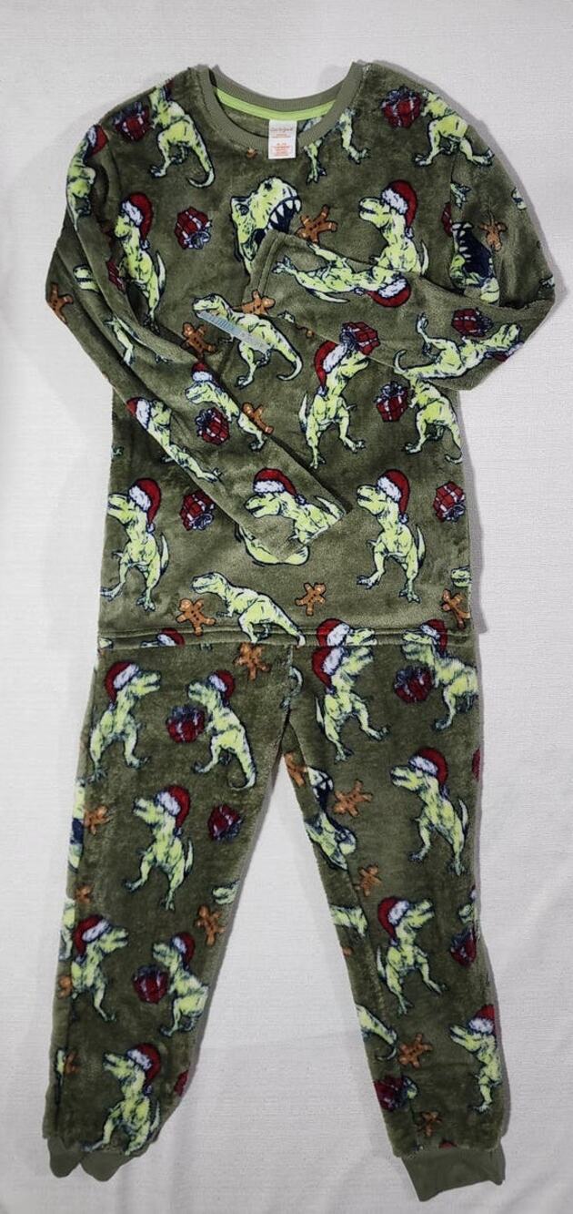 cat & jack Christmas rex and gingerbread man two piece pajamas Kids XL